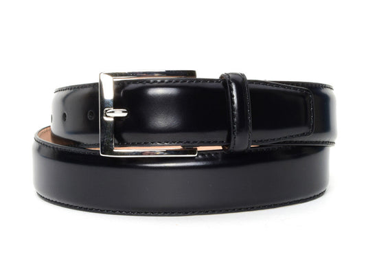 Black Spazzolato Leather Dress Belt - Warfield & Grand Belts